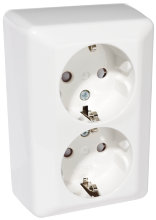 Stikkontakt dobbel m/jord vegg - Elko